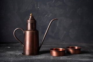Red Matte Copper Olive Oil Dispenser Jug – 600ml Vintage Pouring Can for Kitchen & Table - Alfiq's Store