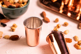 Copper Serving Tray and Cup Set of 7 | Handmade Solid Copper Shot Glasses and Tray Set - Alfiq's Store