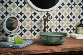 Handmade Green & Blue Patina Copper Sink – Farmhouse Vessel & Drop - In Washbasin - Alfiq's Store