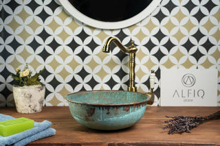 Handmade Green & Blue Patina Copper Sink – Farmhouse Vessel & Drop - In Washbasin - Alfiq's Store