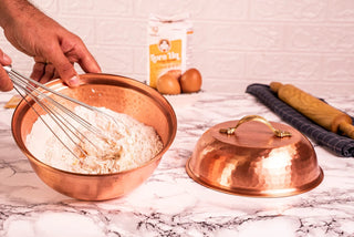 Copper Mixing Bowl with Lid | 12" Diameter Solid Copper Food Container Bowl| 5 Quarts Copper Kitchen Utensils - Alfiq's Store