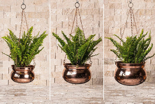 Hammered Solid Copper Hanging Planter Bowl – Unique Housewarming Gift - Alfiq's Store