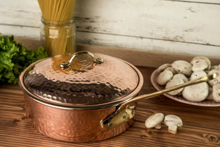 Solid Copper Saucepan with Lid | Handmade Copper Pan Cooking Pot | Handled Turkish Copper Kitchen Utensil Sets - Alfiq's Store