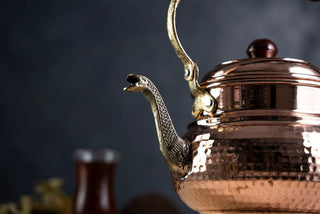 Handmade Solid Copper Teapot Stovetop – 1.6 Quart Hammered Finish Kettle - Alfiq's Store