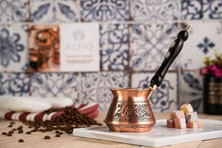 Handmade Pure Copper Turkish Coffee Pot with Wooden Handle – 400 ml Milk and Coffee Warmer - Alfiq's Store
