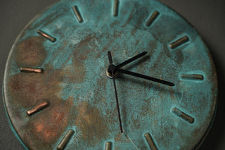 Handmade Green Patina Copper Wall Clock – 270mm Solid Copper Wall Art - Alfiq's Store